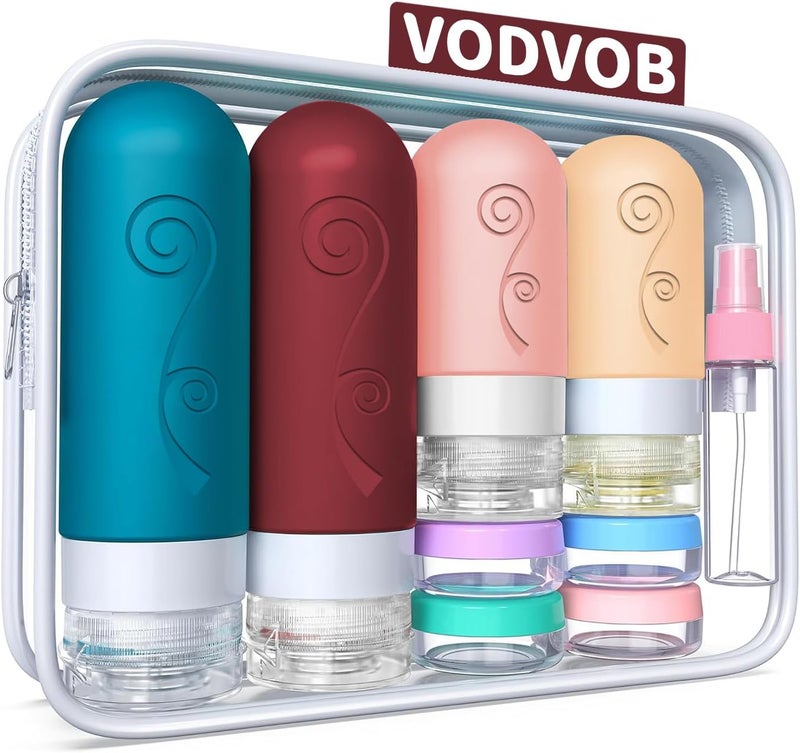 vodvob 16 Pack Travel Bottles Set for Toiletries, TSA Approved Travel Containers Leak Proof Silicone Squeezable Travel Accessories 2oz 3oz for Shampoo Conditioner Lotion Body Wash (BPA Free) (Multicolored) - Image 1